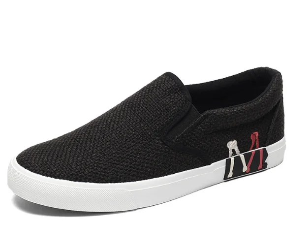

New Fashionable Classic Summer Vulcanized Canvas Slip On Men Sneakers, Black/grey/beige