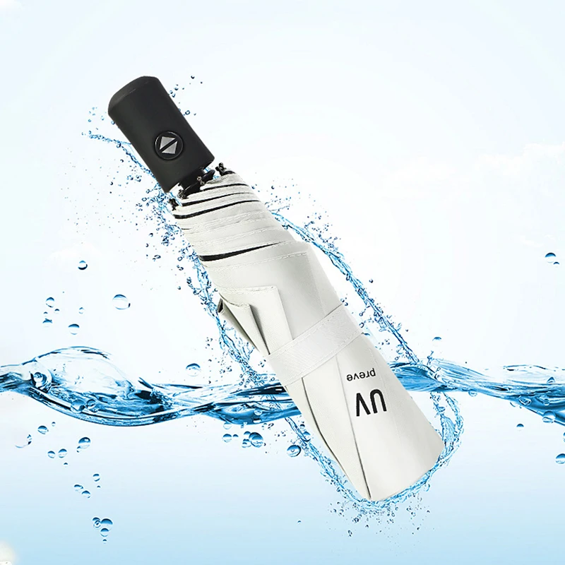 Custom 3-Fold Automatic Business Dual-Use Automatic Folding Umbrella Modern Design Sunscreen with Logo Print for Advertising