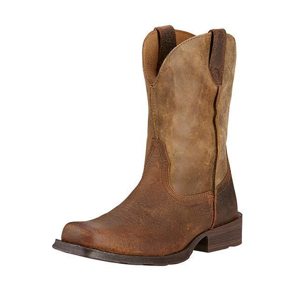 

Men's Retro Square Toe Mid-Tube Western Boots