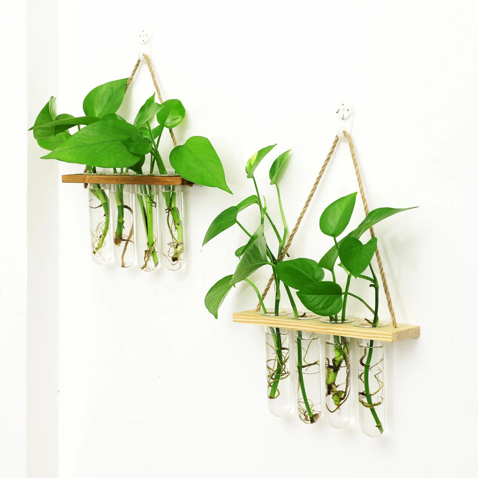 

A0517 Plant Wall Hanging Glass Planter Terrarium Hydroponics Home Decoration Plant Hanging Wooden Flower Vase