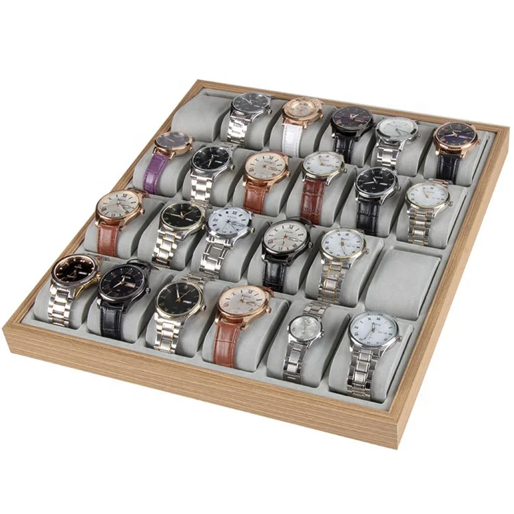 

Wholesale counter 24 slots wooden tray watch storage box display, Wood