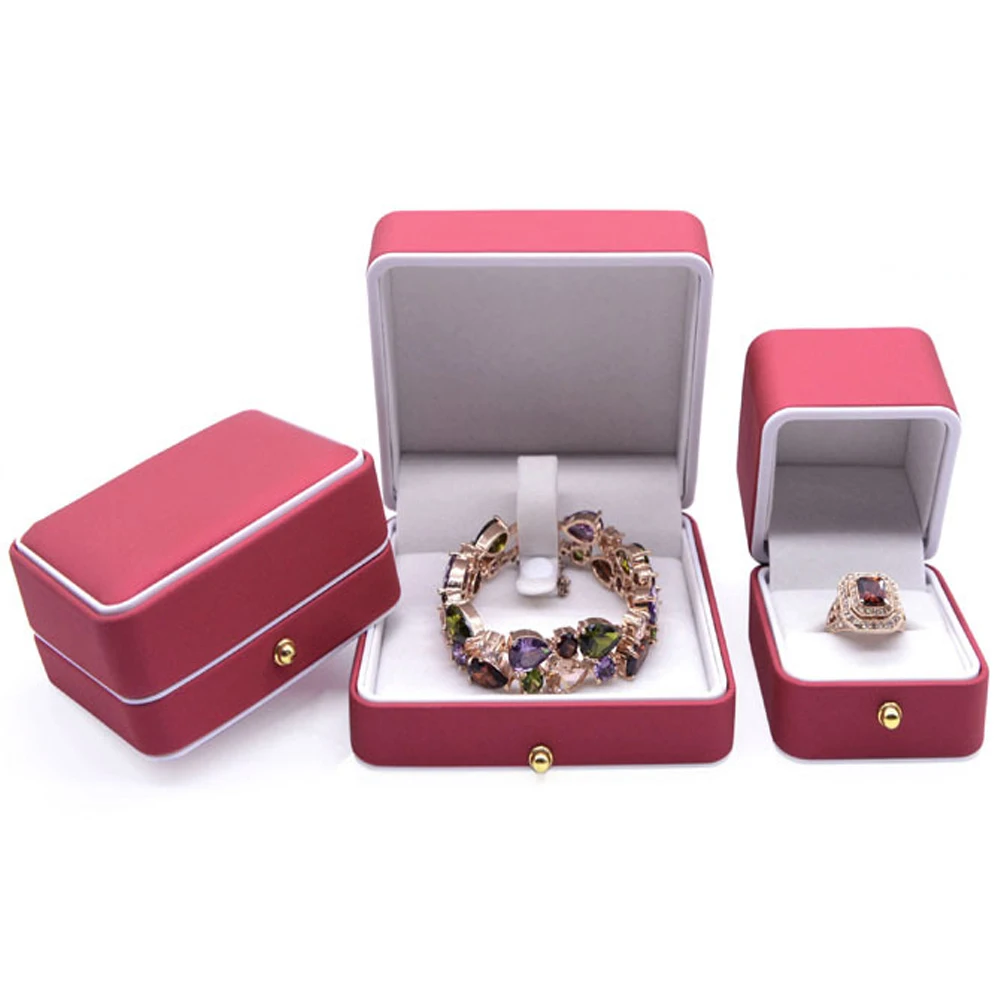 

Wholesale luxury necklace bracelet ring leather jewelry box with custom logo, Black,red,brown,pantone as well as cmyk