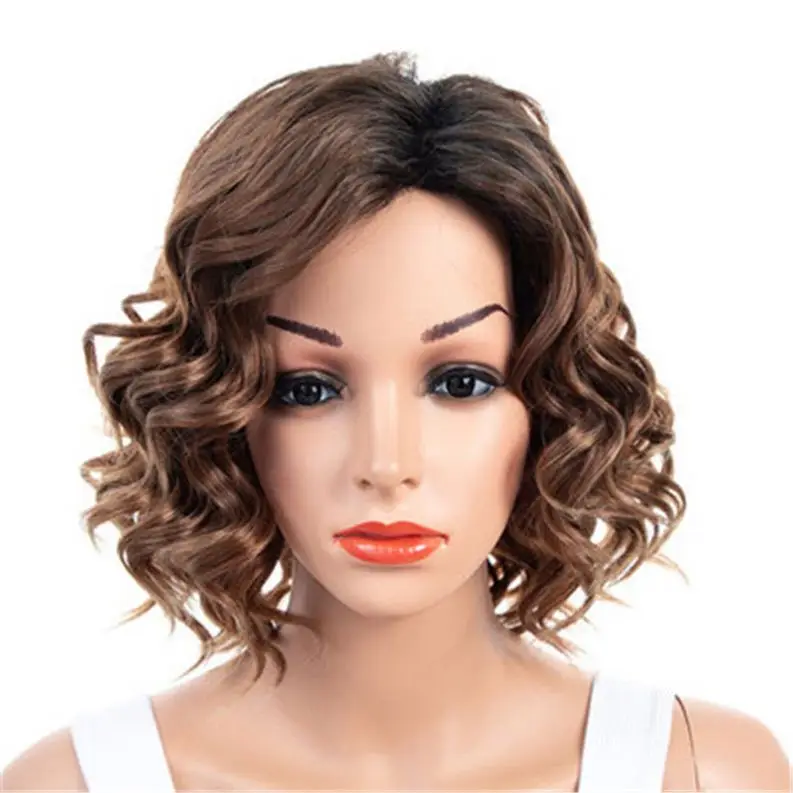 

Jh Wholesale Wig Female African Small Curly Short Hair Gradient Brown Short Curly Hair Wig