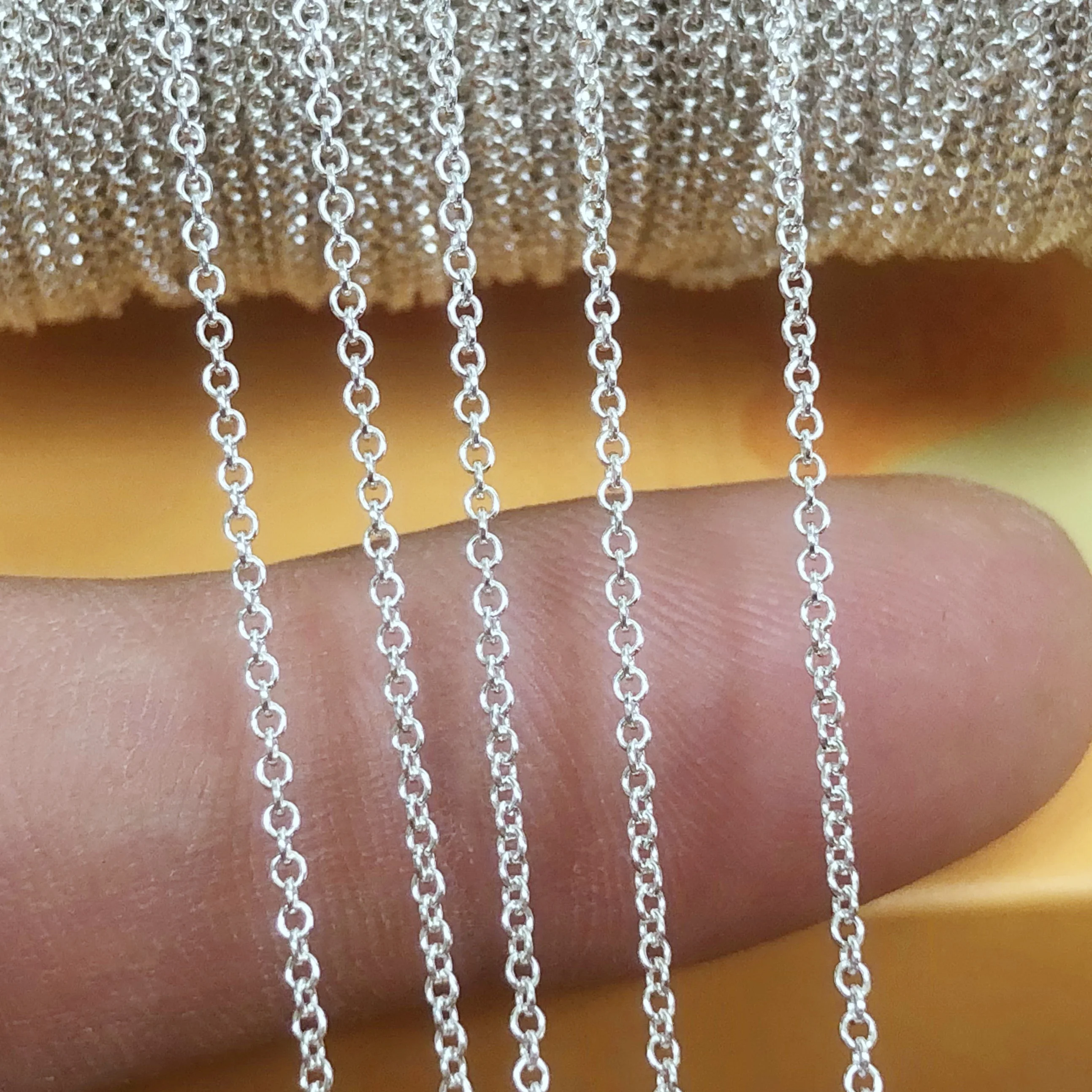 Vintage 925 Silver Dense Round Cable Chains 1.2mm Anti Tarnish Process 14K Gold Filled Chain for Permanent Jewelry