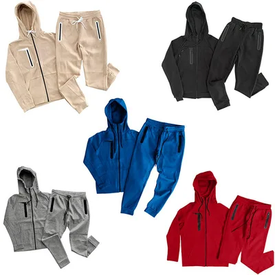 

Fall 2021 Fashion plain sweat suits Sportswear Sweatsuit Men Hoodies Set Tracksuit two piece set men