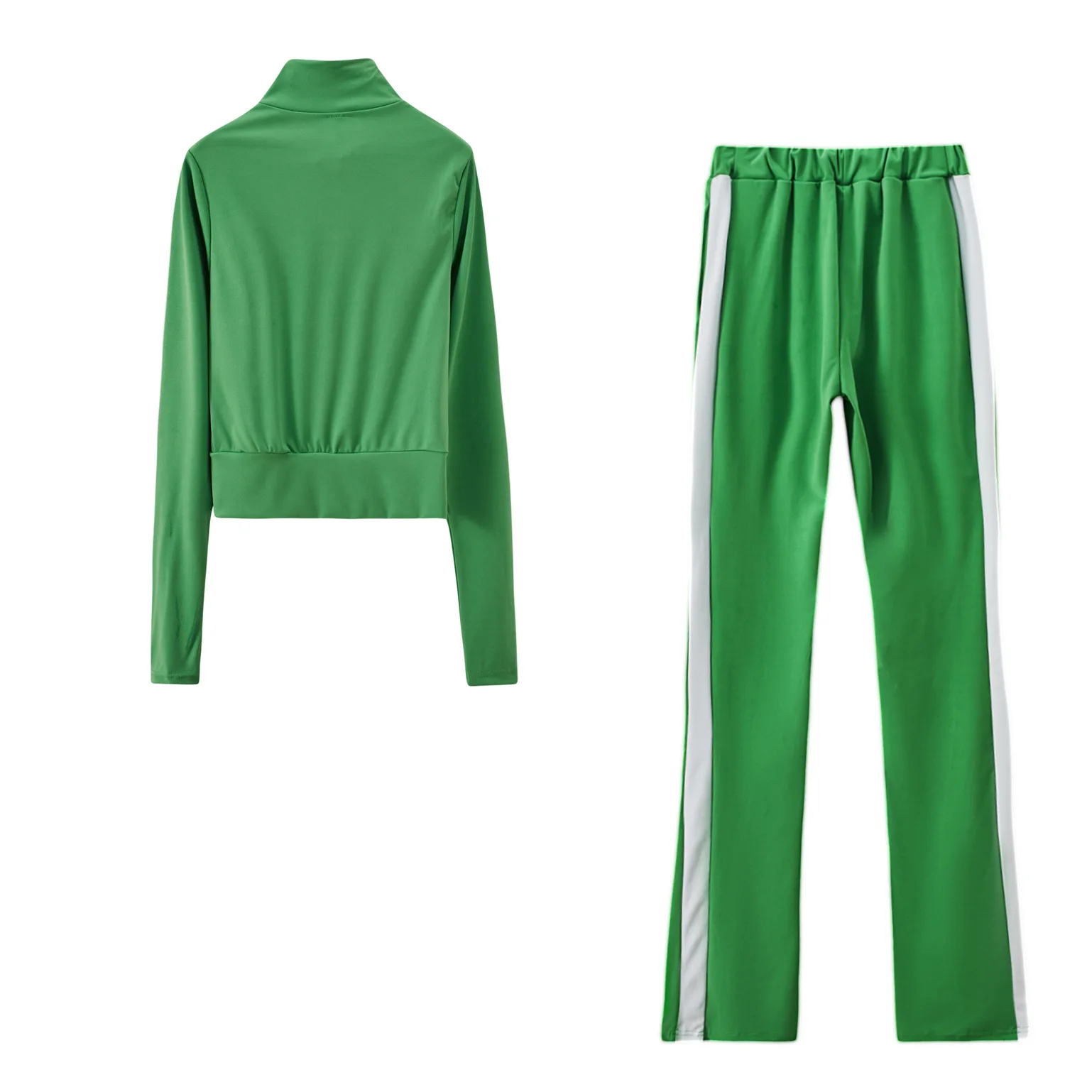 

Hot Sale Tracksuits Pure Color Contrast Color Reflective Striped Two Piece Set Joggers Women Outfits, Picture shows