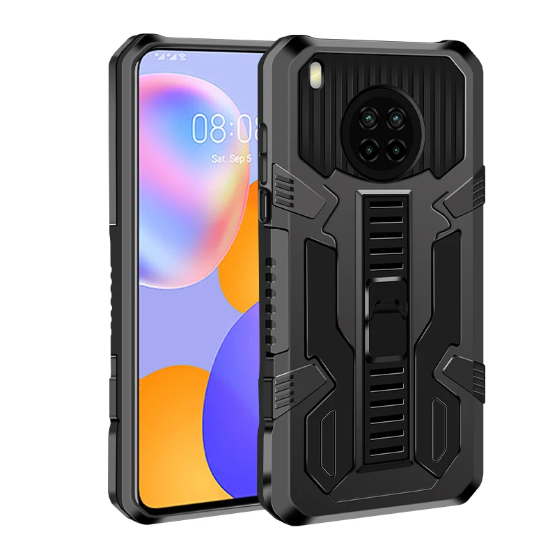 

Dual Layer Non-slip Folding Bracket Grip Hold Anti Fall PC+TPU Armor Shockproof Phone Case For Huawei Y8s Y8p Y9a Y7a Y5 Case