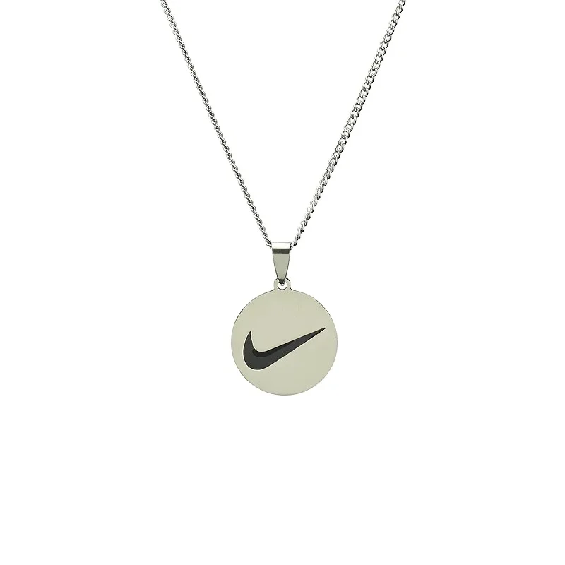 

Wholesale 2021 Fashion design hip hop jewelry necklace multiple layers of thick chain enamel tick logo pendant necklace