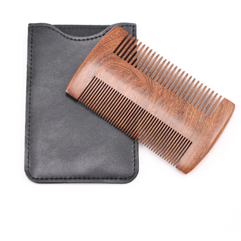 

Custom logo wooden black sandalwood beard comb for set, As pictured