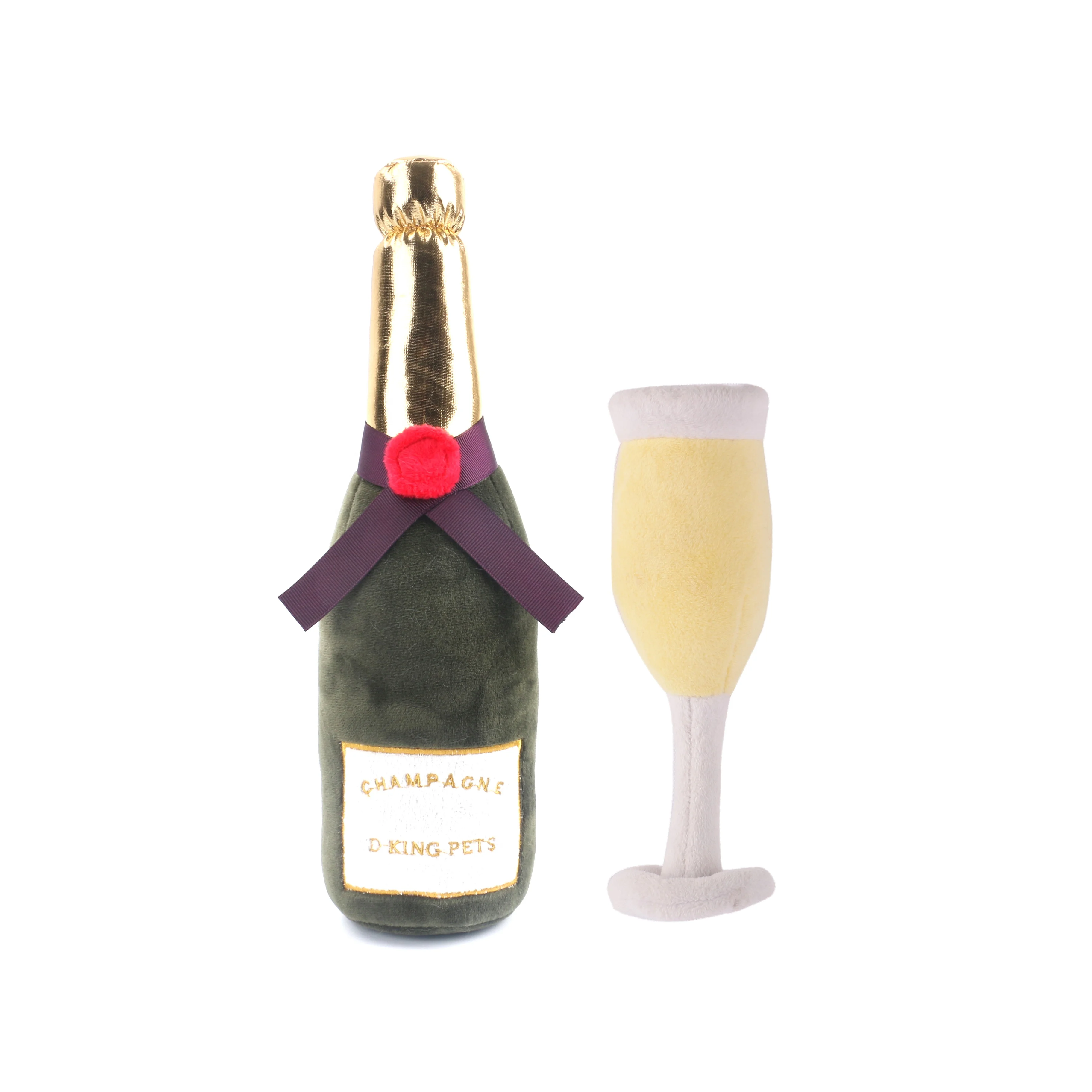 

Custom squeaky chew pet Sparkling wine chew dog toy glass stuffed plush drink, Customized