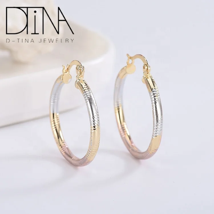 

Factory wholesale ladies tri-color hoop earrings simple texture, Tri-color earrings