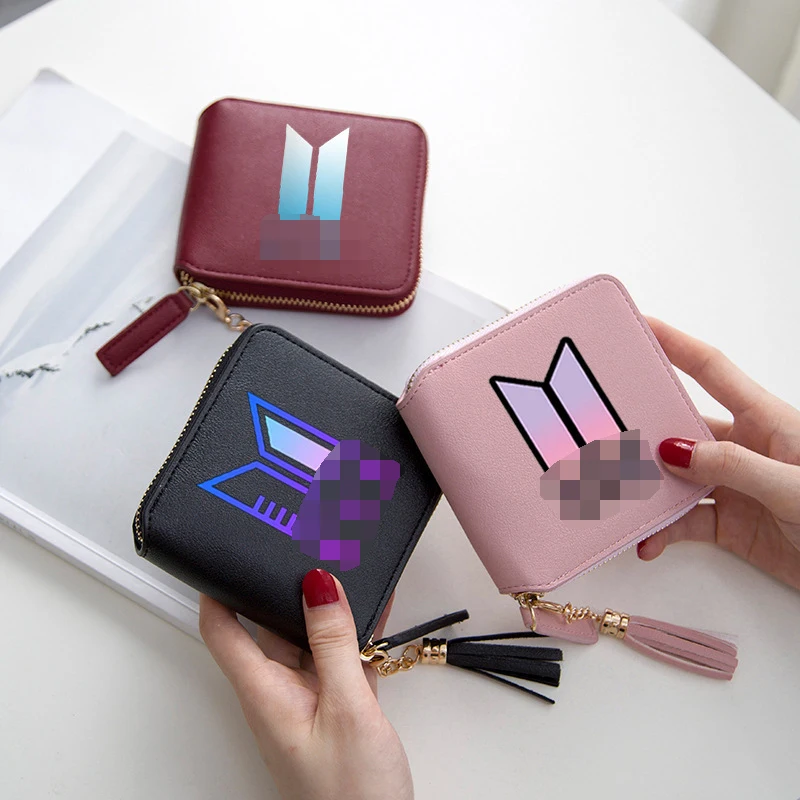 

2021 Kpop Merchandise Simple Logo Bt21 Army Bomb Cute Purse Mini Wallet For Girls Bt21, As picture shows