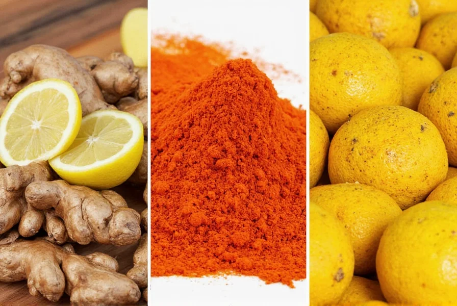 Glas goldfarbenes Kurkuma-Ingwer-Zitronen-Getränk mit Zitronenscheibe