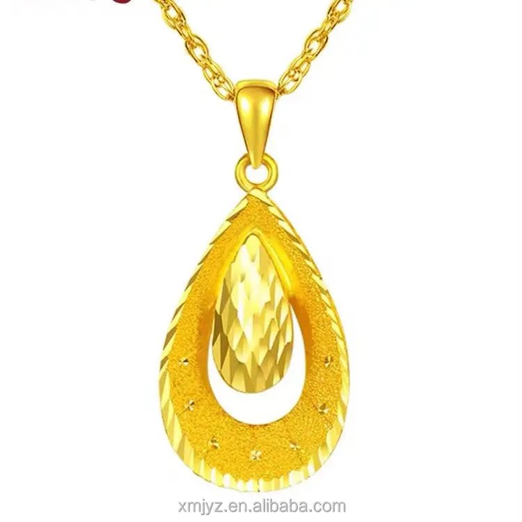 

Vietnam Placer Gold Water Drop Pendant Pure Time Non-Fading Necklace Mother Pure Craft Pendant No Color Fading Supply