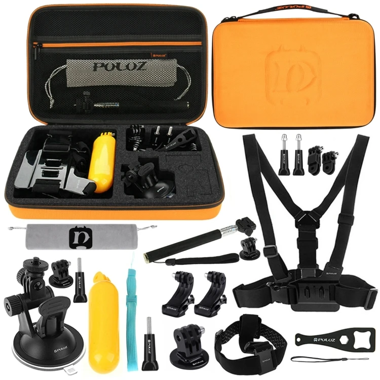 

PULUZ 20 in 1 Accessories Combo Kits with Orange EVA Case for GoPro HERO9 Black and Other Action Cameras