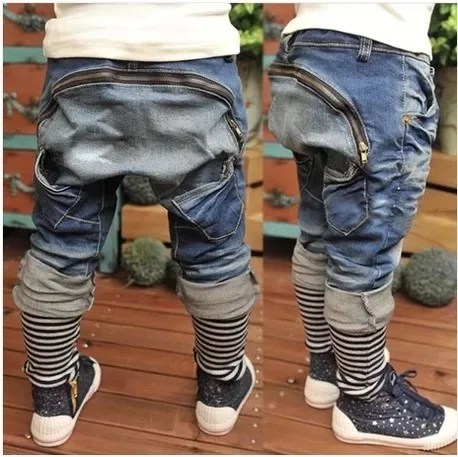 

fashion spring autumn winter zipper kids boy jeans pants unisex, Pic shows