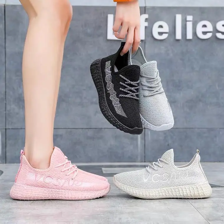

Women's 2021 new leisure fashion running shoes fly woven breathable women's shoes sole soft comfortable sports shoes, As pic