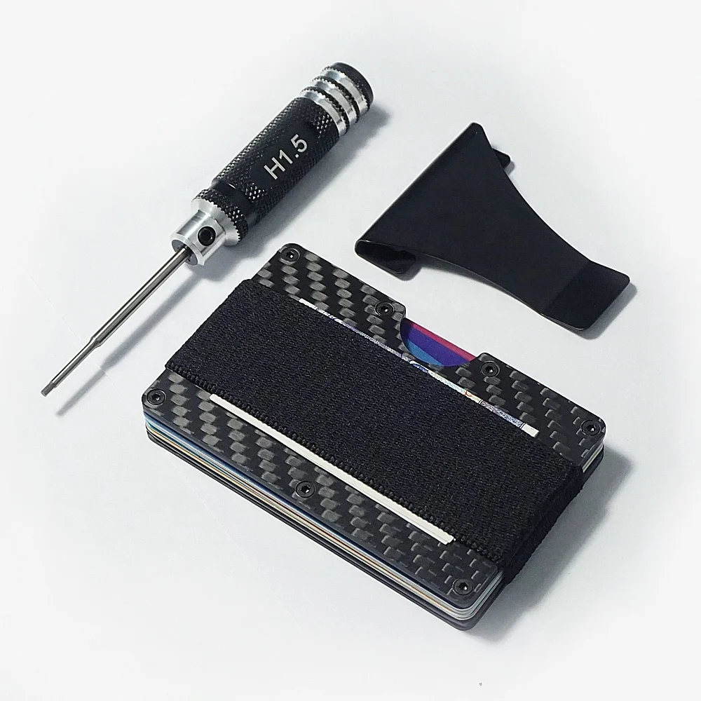 

2020 perfect kit carbon fiber wallet with screwdriver and clip for presents, Black
