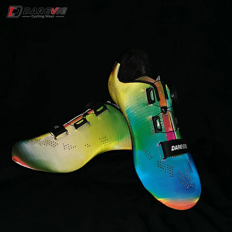 

Rainbow reflective self-locking spinning compatible SPD cleats Mens cycling MTB bicycle shoes, Black white yellow orange or custom