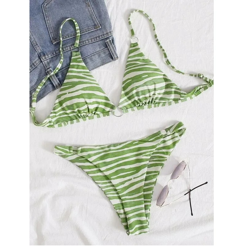 

Wholesale Sexy Women's swimsuit Striped split swimsuit sexy ladies thong bikini set