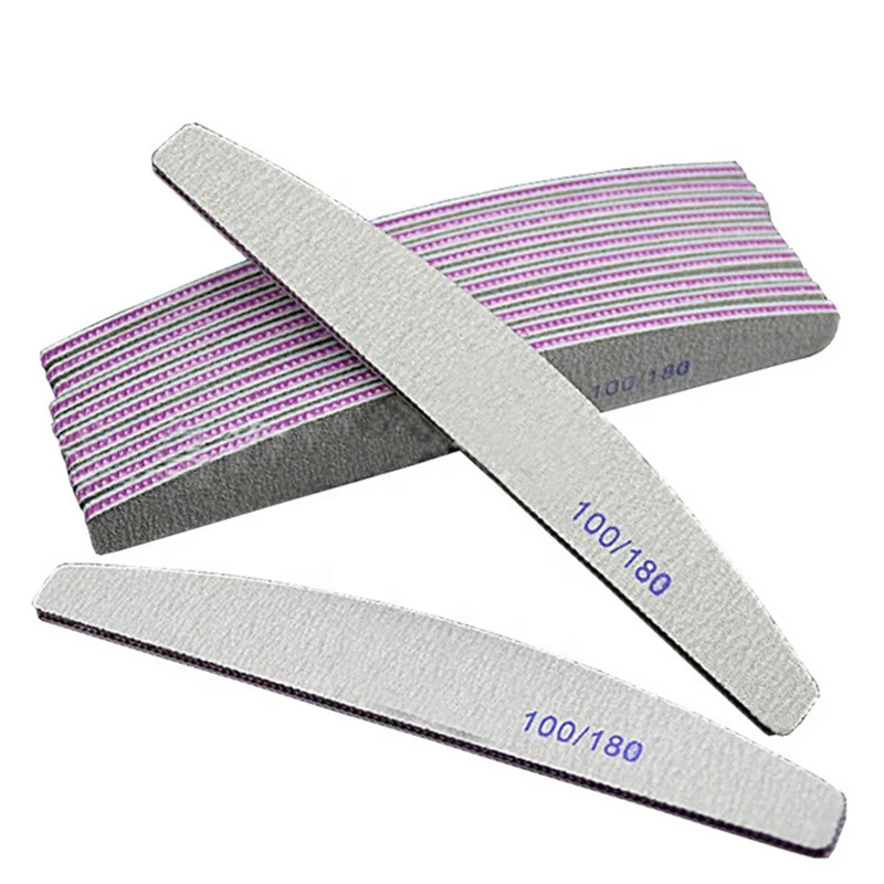 

YDM Professional Nail File 100/180 Half Moon Sandpaper Nail Sanding Blocks Grinding Polishing Manicure Care Tools, Purple