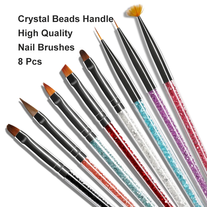 

1 Pcs Nail Art Pen Dotting Drawing Painting UV Gel Liner Polish Brush Crystal Beads Handle Rhinestone Pen Manicure Nail Art Tool, 8color