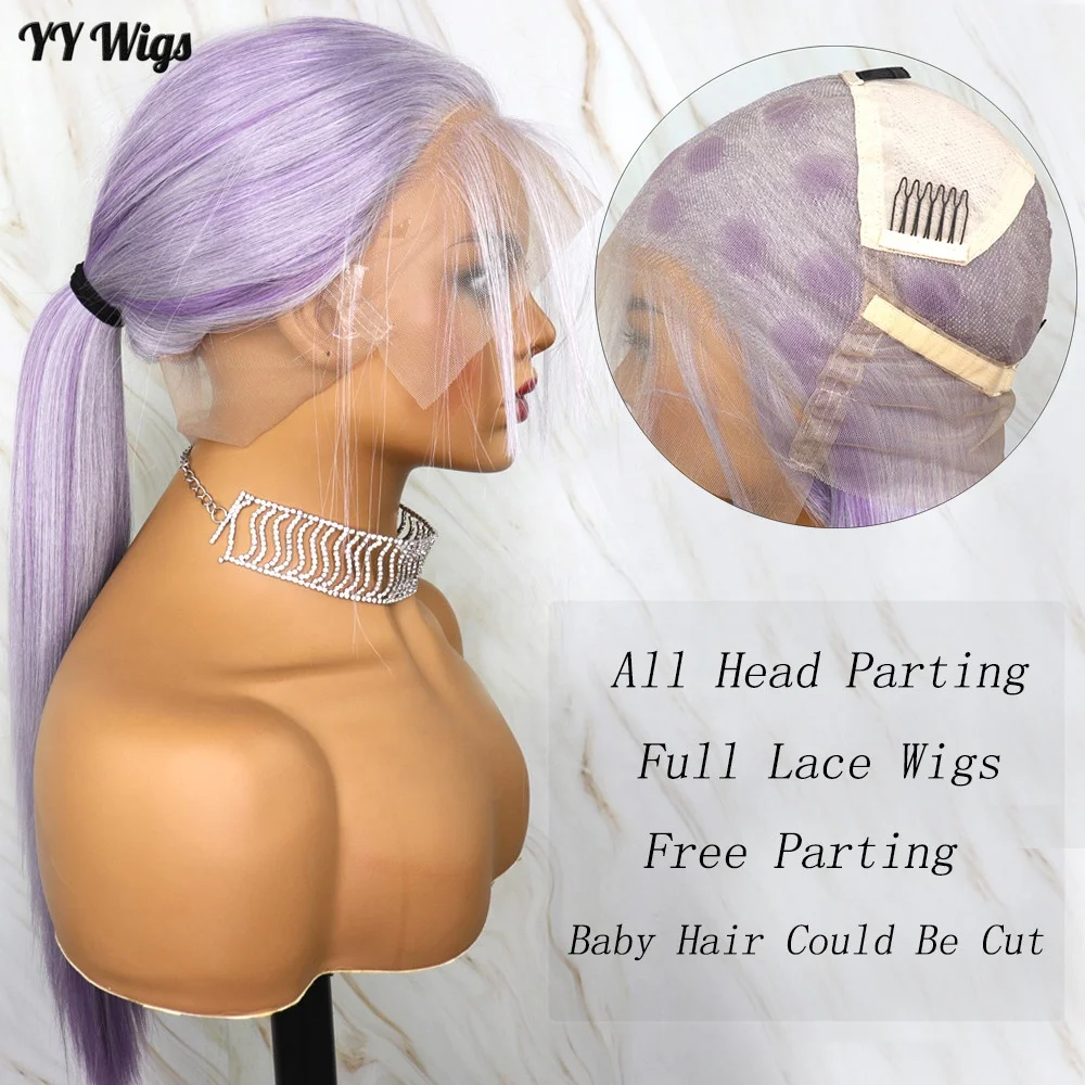 

Highlight Purple Color Long Straight Hair with Baby Hair Futura Fiber Full Lace for Women, Pic showed