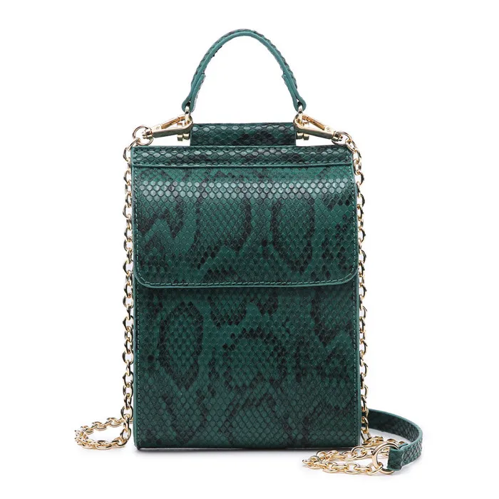 

New Style Snake Skin Pattern Pu Leather Crossbody Chain Mobile Phone Mini Bag
