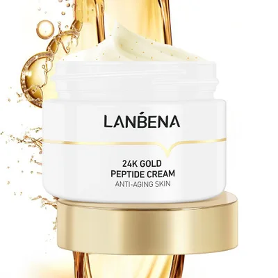 

LANBENA Facial Cream 24k gold peptide face beauty lift cream day and night, As photo