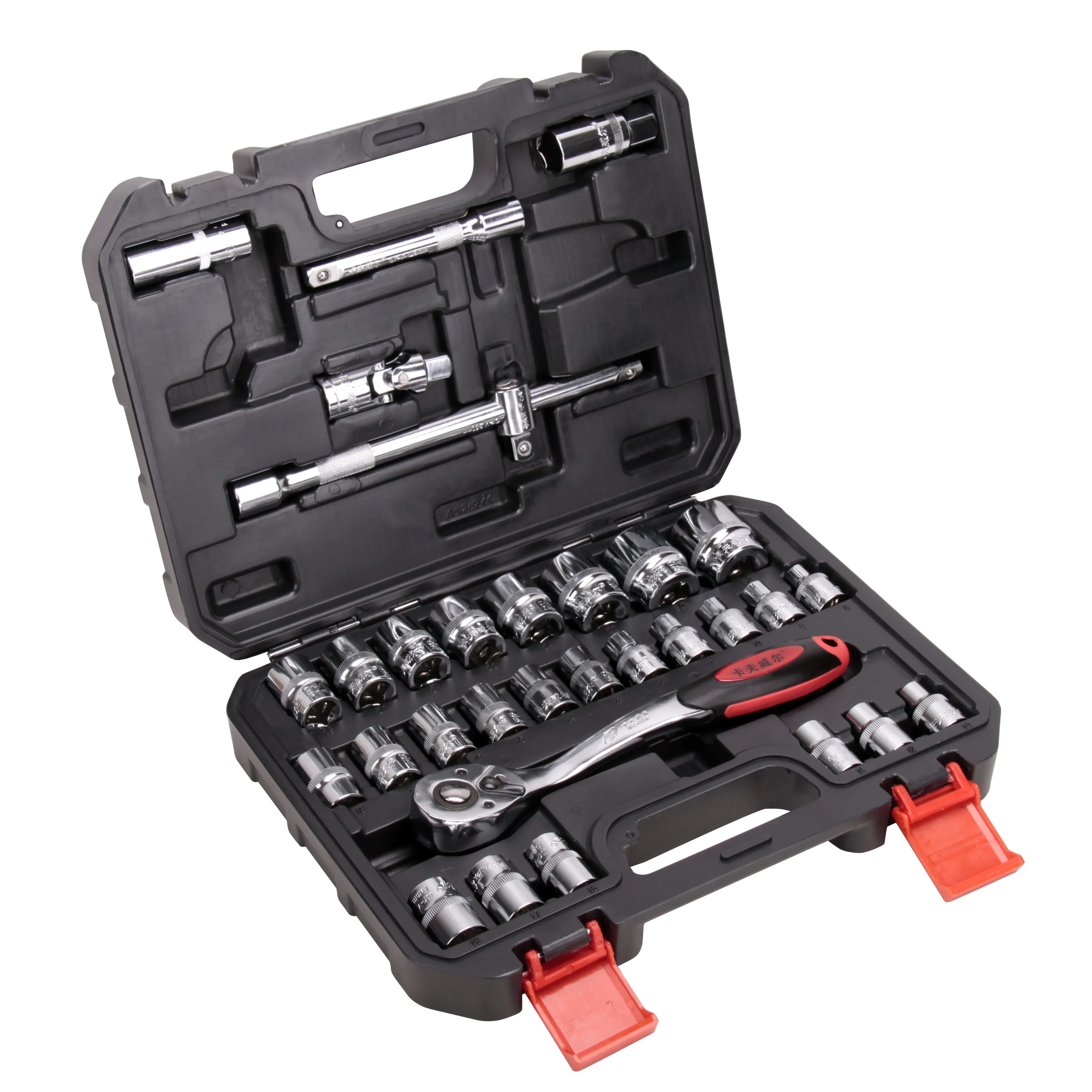 

KAFUWELL SS13032A 32PCS 12.5mm Auto Repair Metric Socket Wrench Tool Set Box