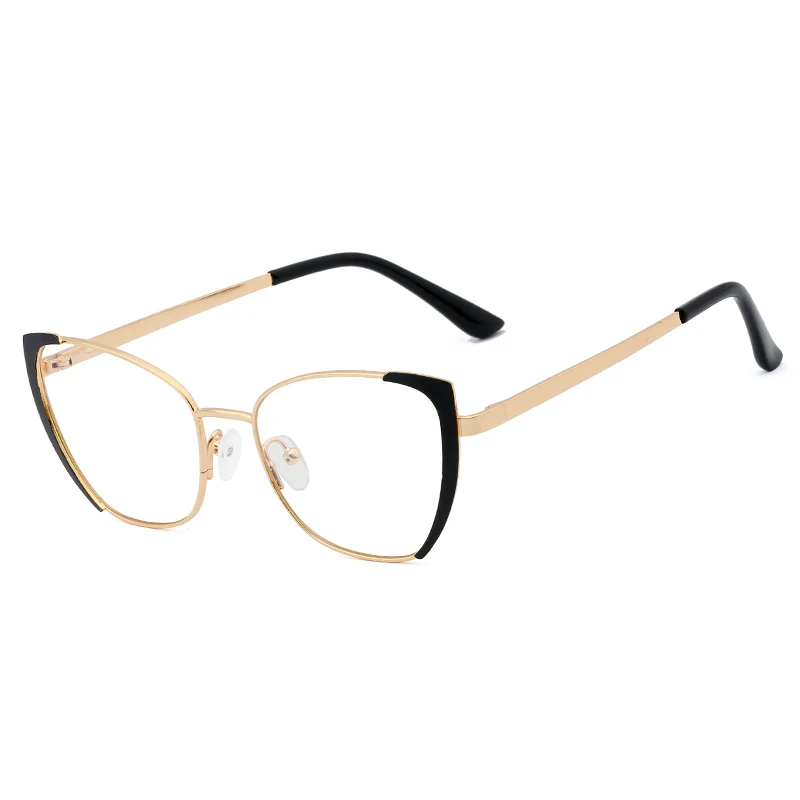 

MS 95690 Italian Design Stylish Personality Metal Frame Ladies Optical Eyeglasses With Blue Light Filter Ready Stock