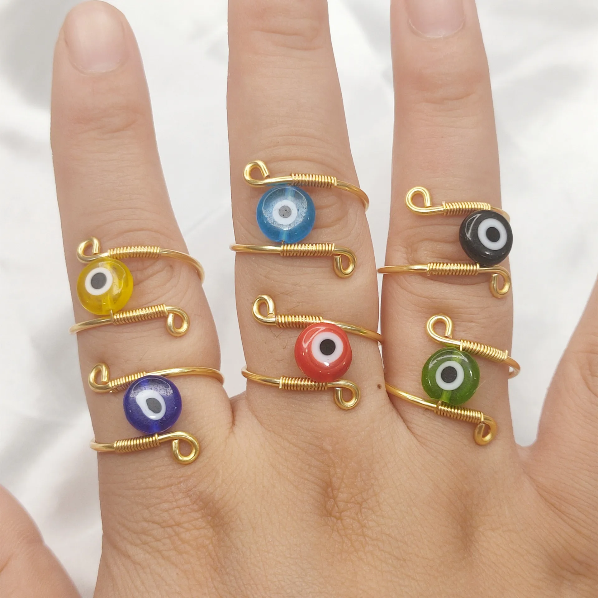 

Evil Devil's Eye Ring Creative Free Rotation Anti-stress Anxiety Ring Handmade Jewelry Vintage Evil Eyes Gold Rings, Gold/silver