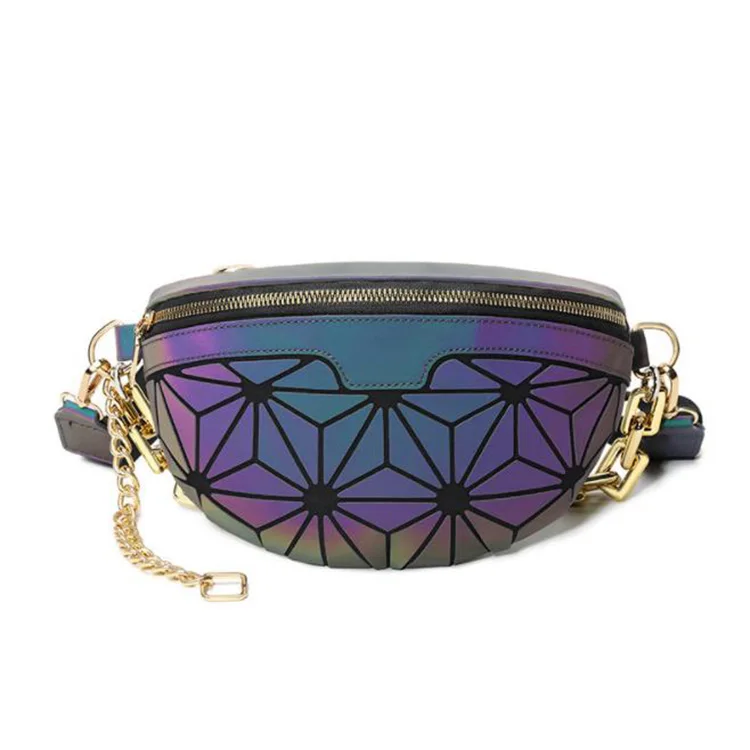 

Women PU Leather Cross Body Fanny Pack Reflective Fashion Women Waterproof Waist Bag, Luminous