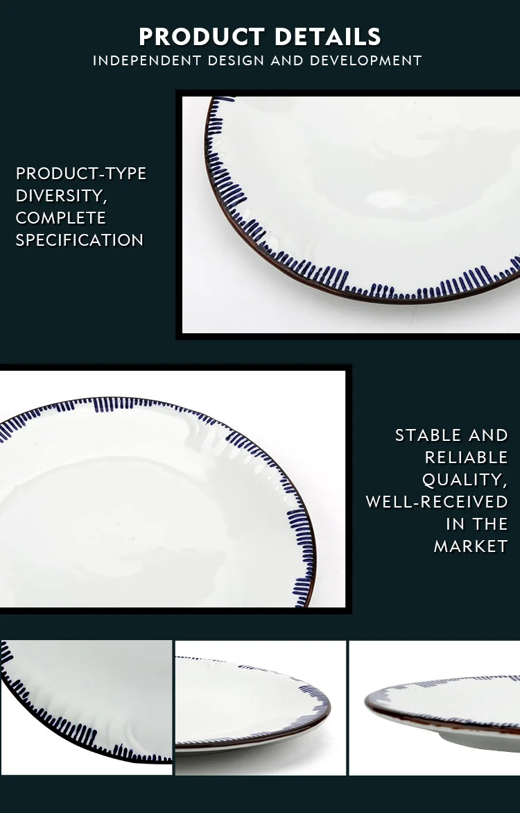 top choice customized restaurant use chinese serving plates porcelain white and blue dinnerware dinner plates