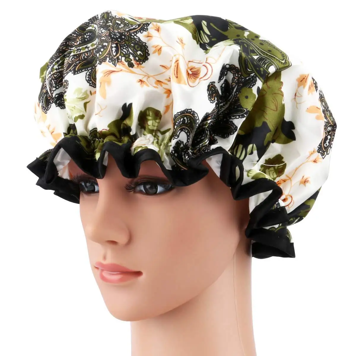 

Wholesale Reusable Double Layer Satin Customized Adjustable Waterproof Shower Cap, Customized color
