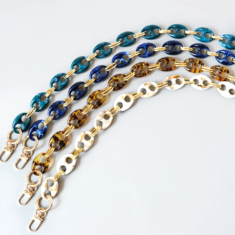 

Meetee B-C083 European American Resin Thick Chain Shoulder Strap Retro Mixed Gold Acrylic Link Chains for Women Bag Accessories, Colorful