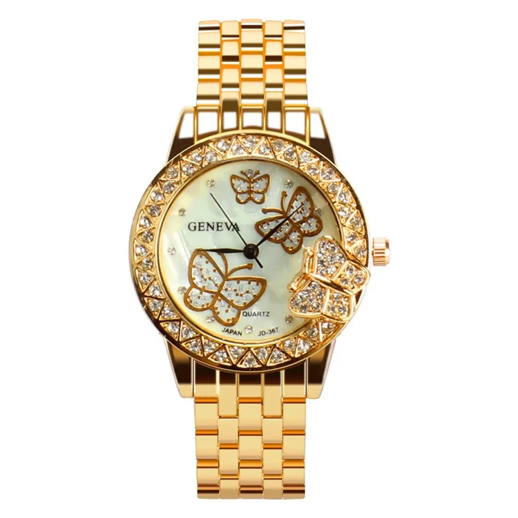 

New Arrival Diamond-studded Butterfly Women Gold Wrist Watch Women Luxury Quartz Watches, Picture