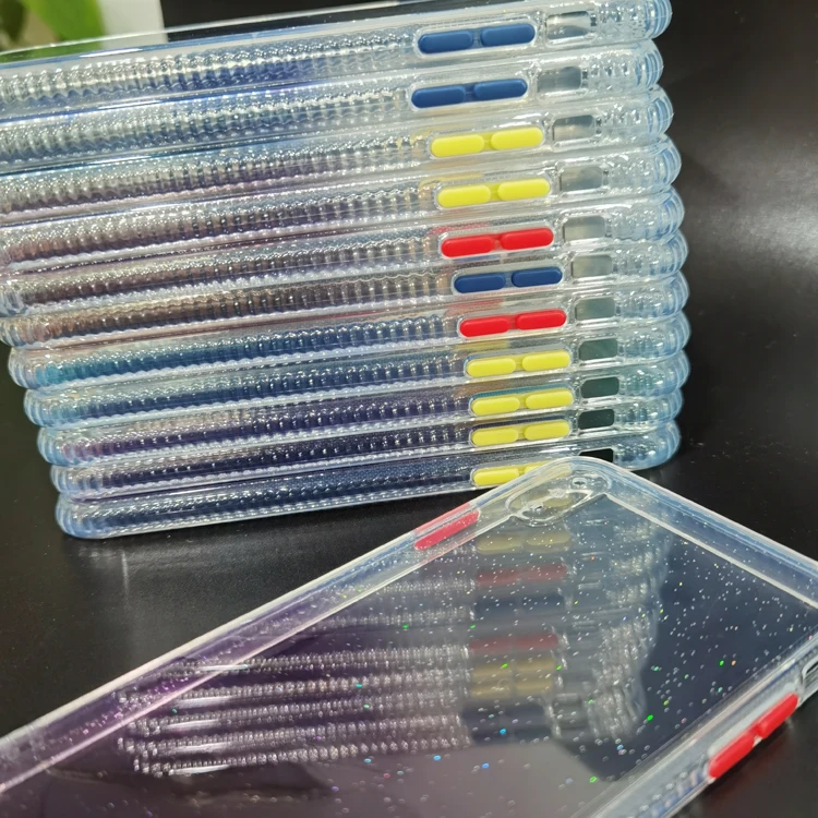 

Hot new selling style IMD glitter with fade color design double hard TPU shockproof phone cover case for redmi note 9s, Transparent