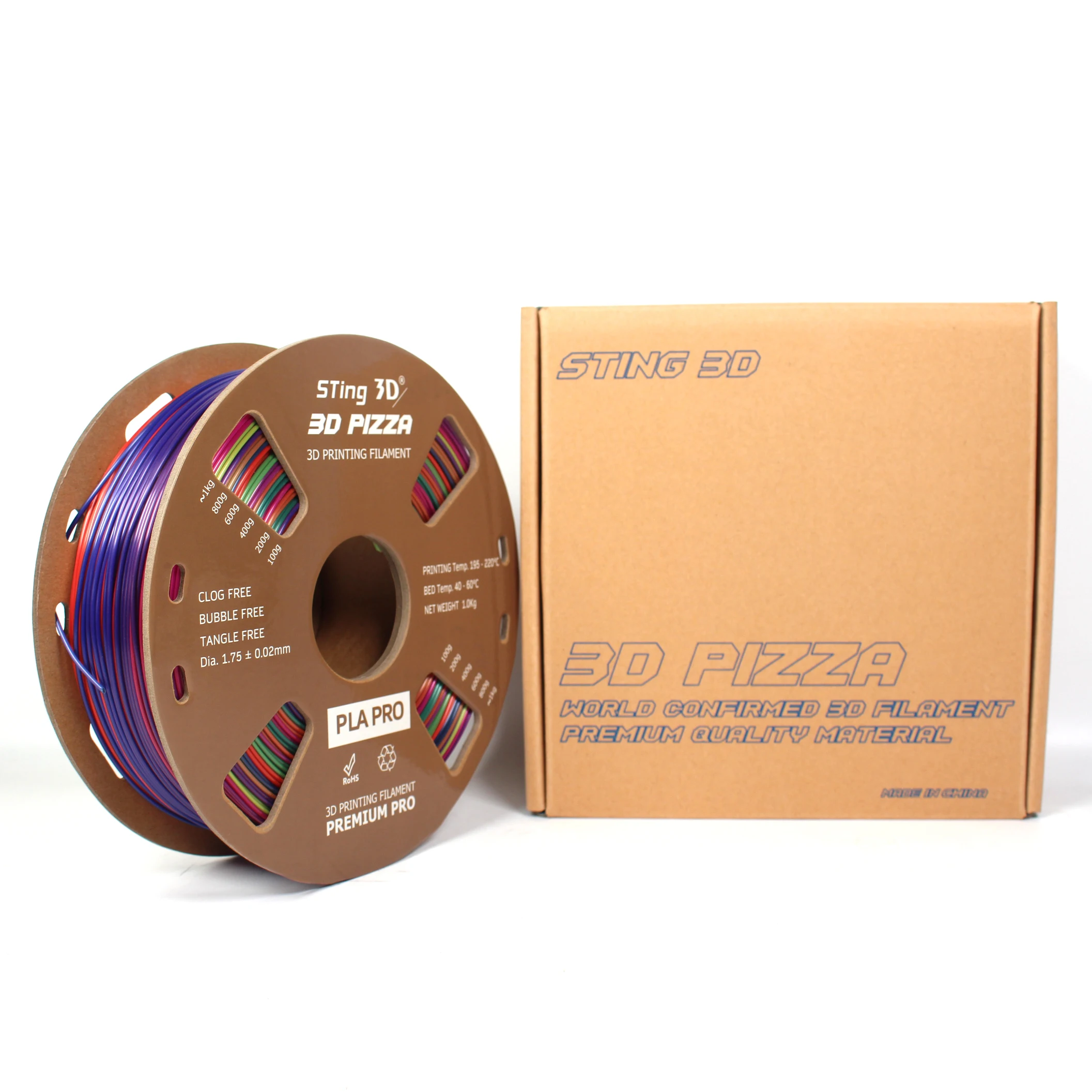 

Sting3d PLA 3d printing filament macron rainbow 1.75mm PLA 3d filament PLA plus filament 1.75mm new color item for 3d printer