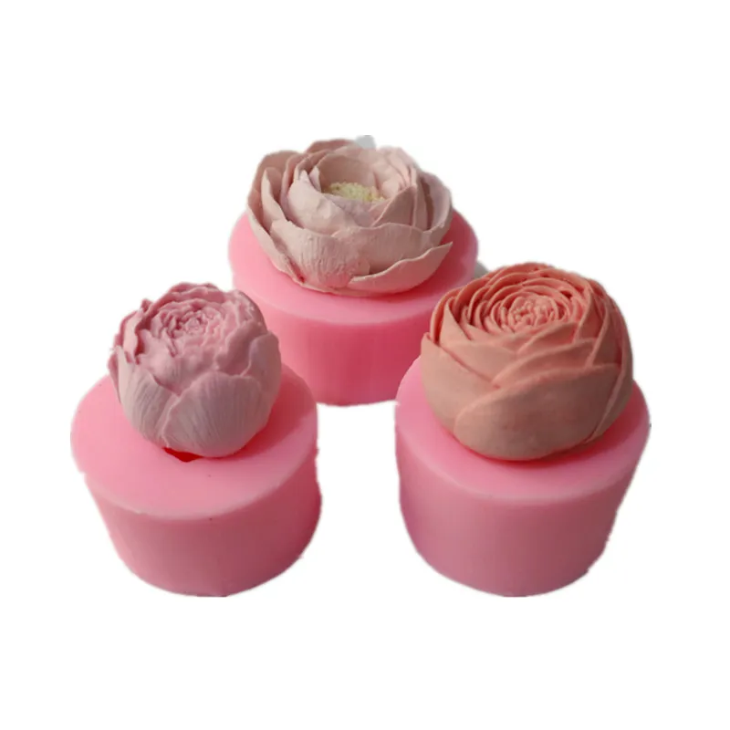 

Personalized custom round silicone mold rose flower silicone cake mold, Pink