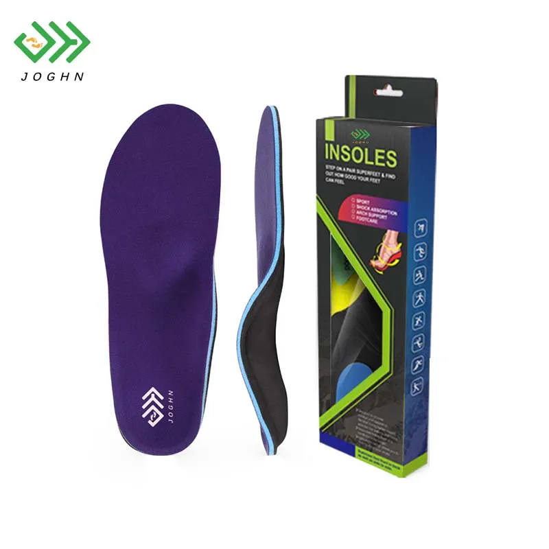 

JOGHN OEM/ODM plantar fasciitis shock absorb high arch support orthopedic sport shoes insole for flat foot, Customized