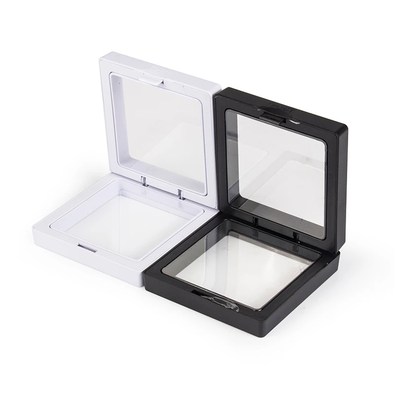 

3D Floating Display Box 7*7*2cm Suspension Frame PE Film Case jewelry display box