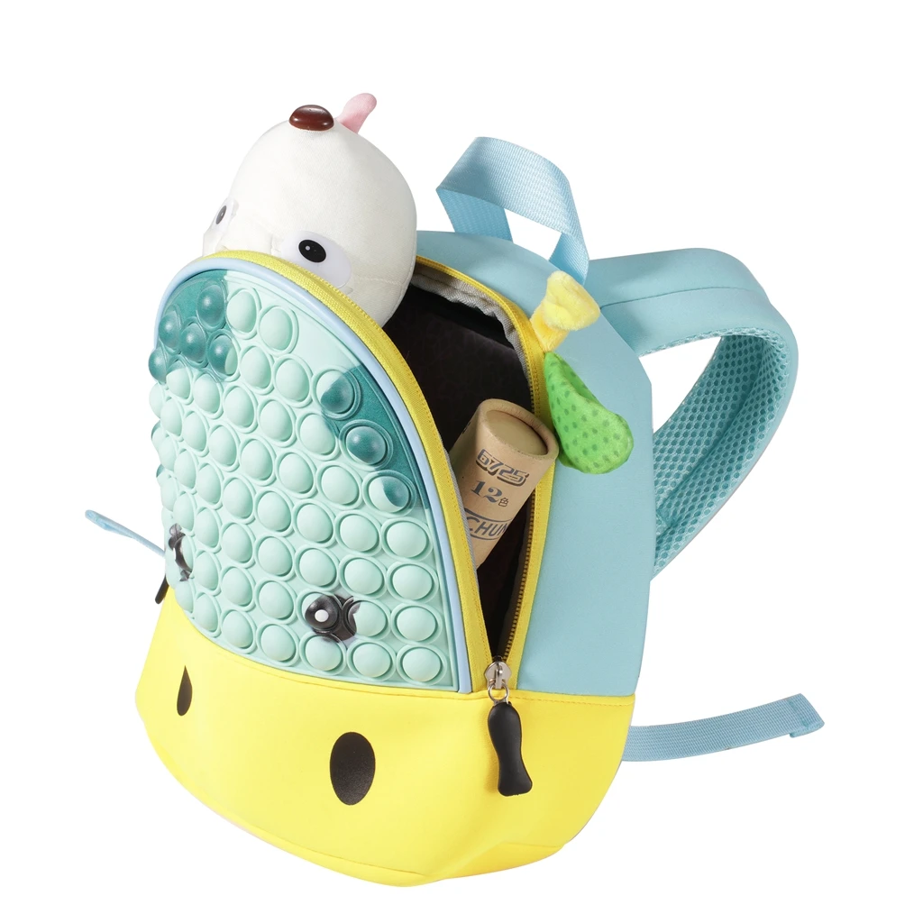 

EE760 2022 Newest Mni Cute Kids Fidget Backpack Silicone Animal Fidget School Bag Cartoon Monkey Tiger Push Bubble Fidget Bags