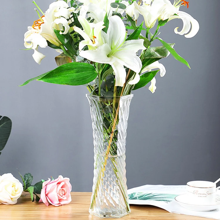 

High Recommended Nordic transparent glass big flower vase home decor