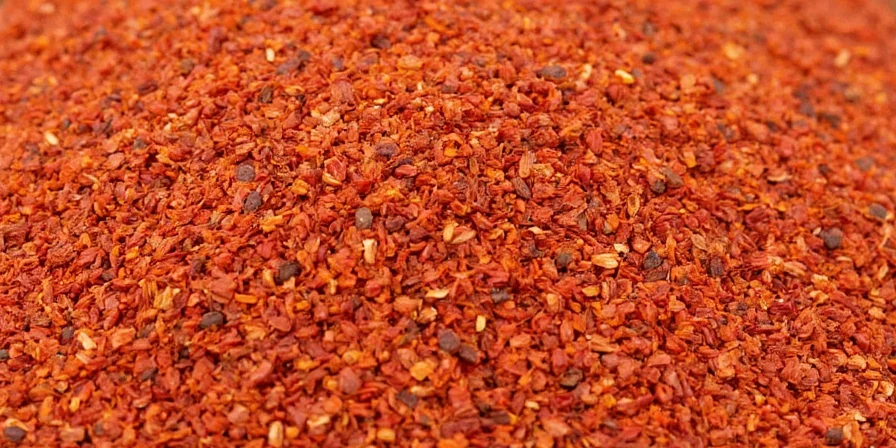 Red pepper flakes stored in a glass jar
