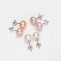 

925 sterling silver with natural Freshwater pearl stud earring jewelry for women