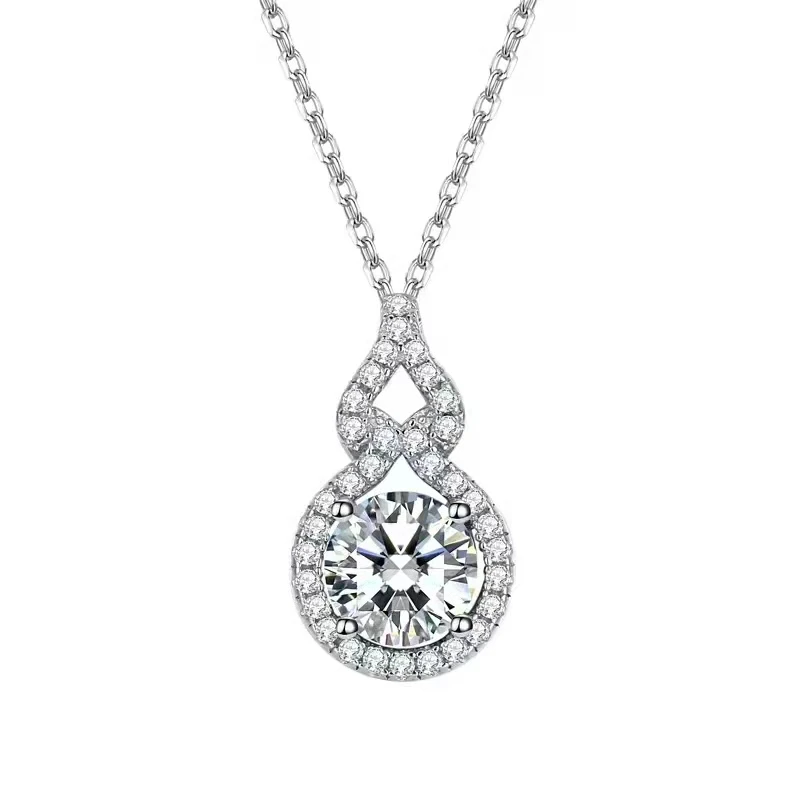

1 ct moissanite pendant necklace for women 925 sterling silver with 18k gold plated silver jewelry in stock party gift