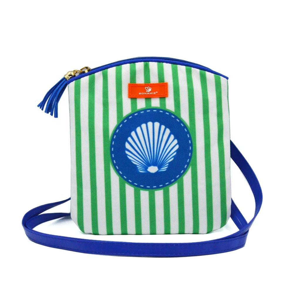 

BONAMIE Women Messenger Bags Stripe Tassel Beach Bag Female Fashion Mermaid Shell Crossbody Bag Girl Custom Design