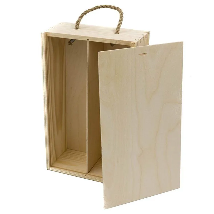 2 bottle wine wood box