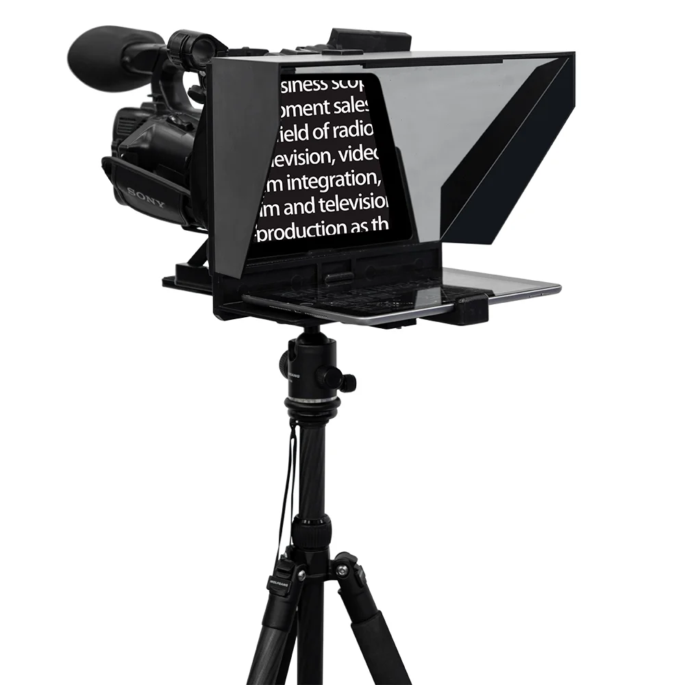 

15 inch Teleprompter for Tablet for Outdoor Interview Speech DSLR Camera Prompter, Black